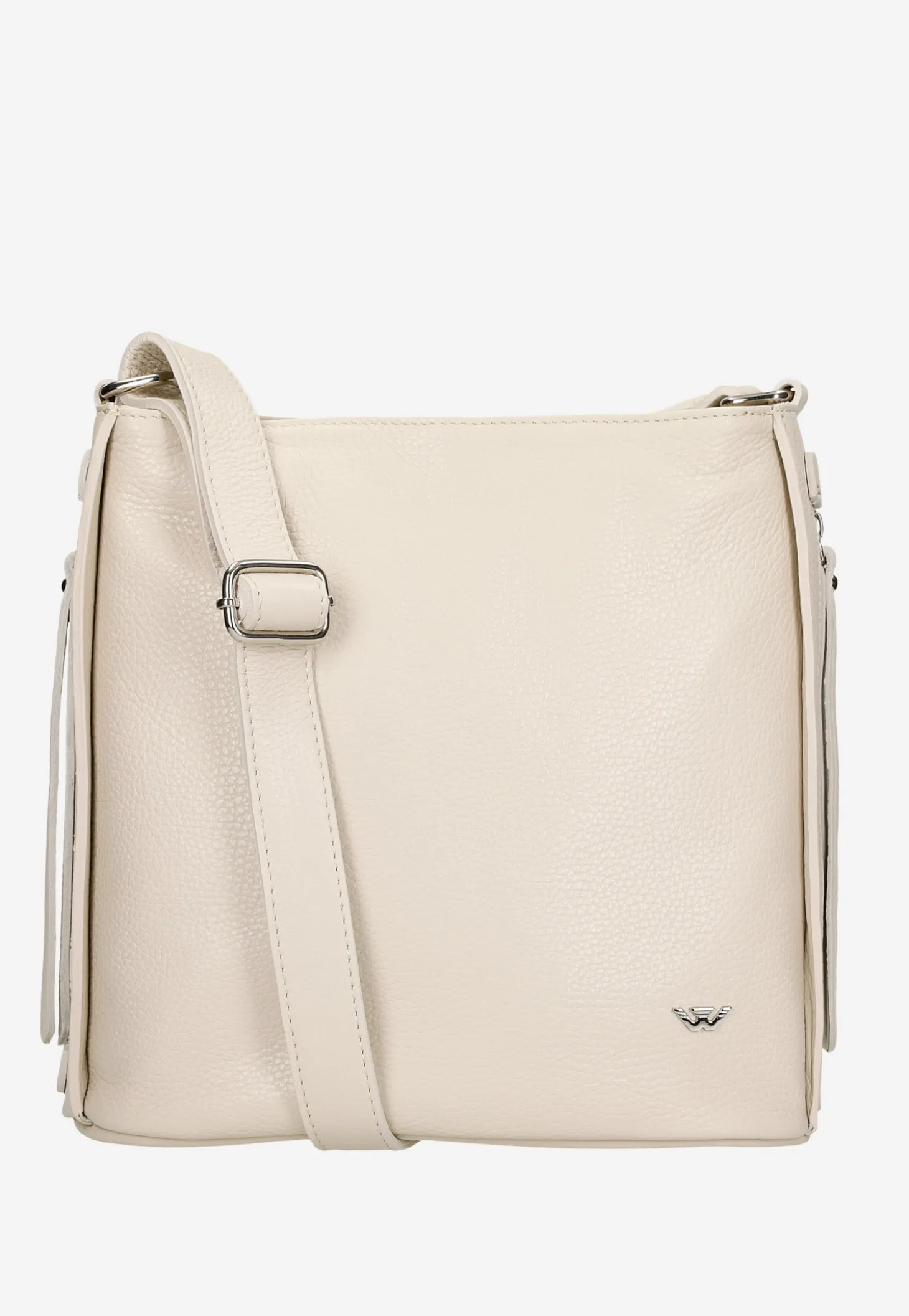 Beżowa skórzana torebka damska crossbody