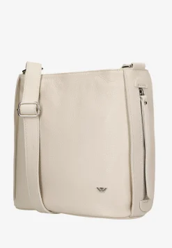 Beżowa skórzana torebka damska crossbody