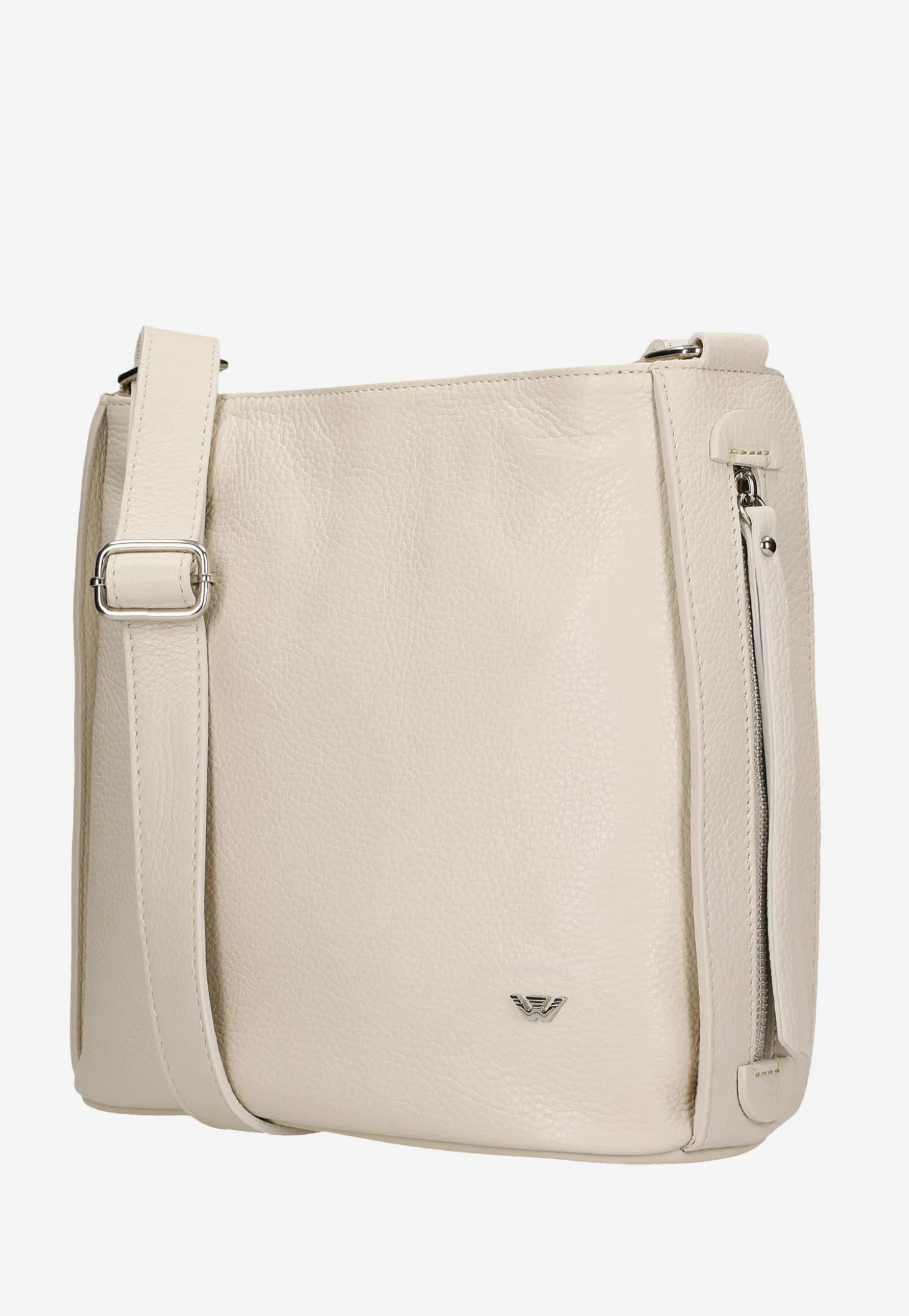 Beżowa skórzana torebka damska crossbody