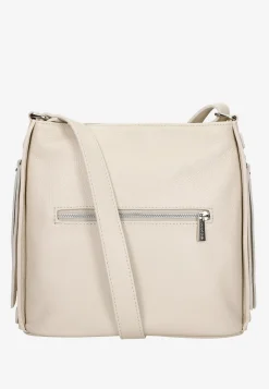 Beżowa skórzana torebka damska crossbody