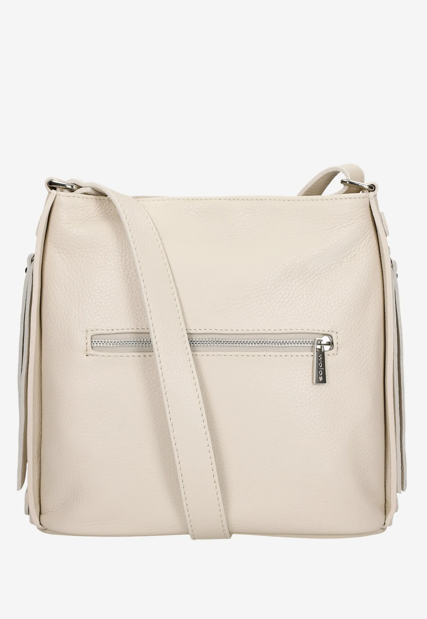Beżowa skórzana torebka damska crossbody