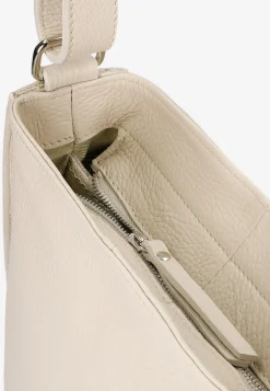 Beżowa skórzana torebka damska crossbody