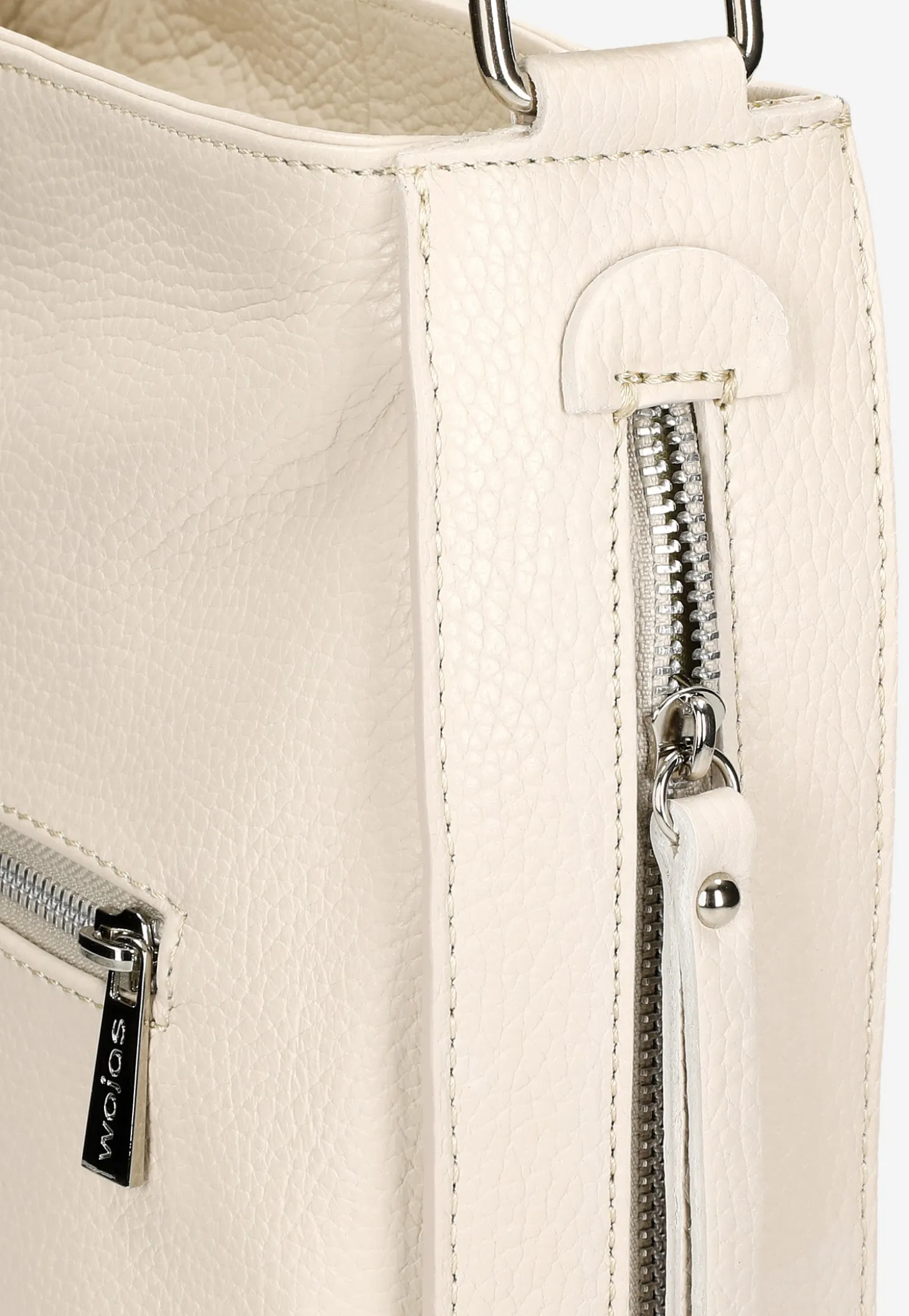 Beżowa skórzana torebka damska crossbody