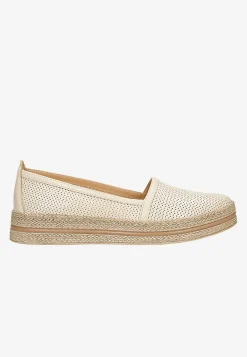 Beżowe ażurowe półbuty w stylu espadryli