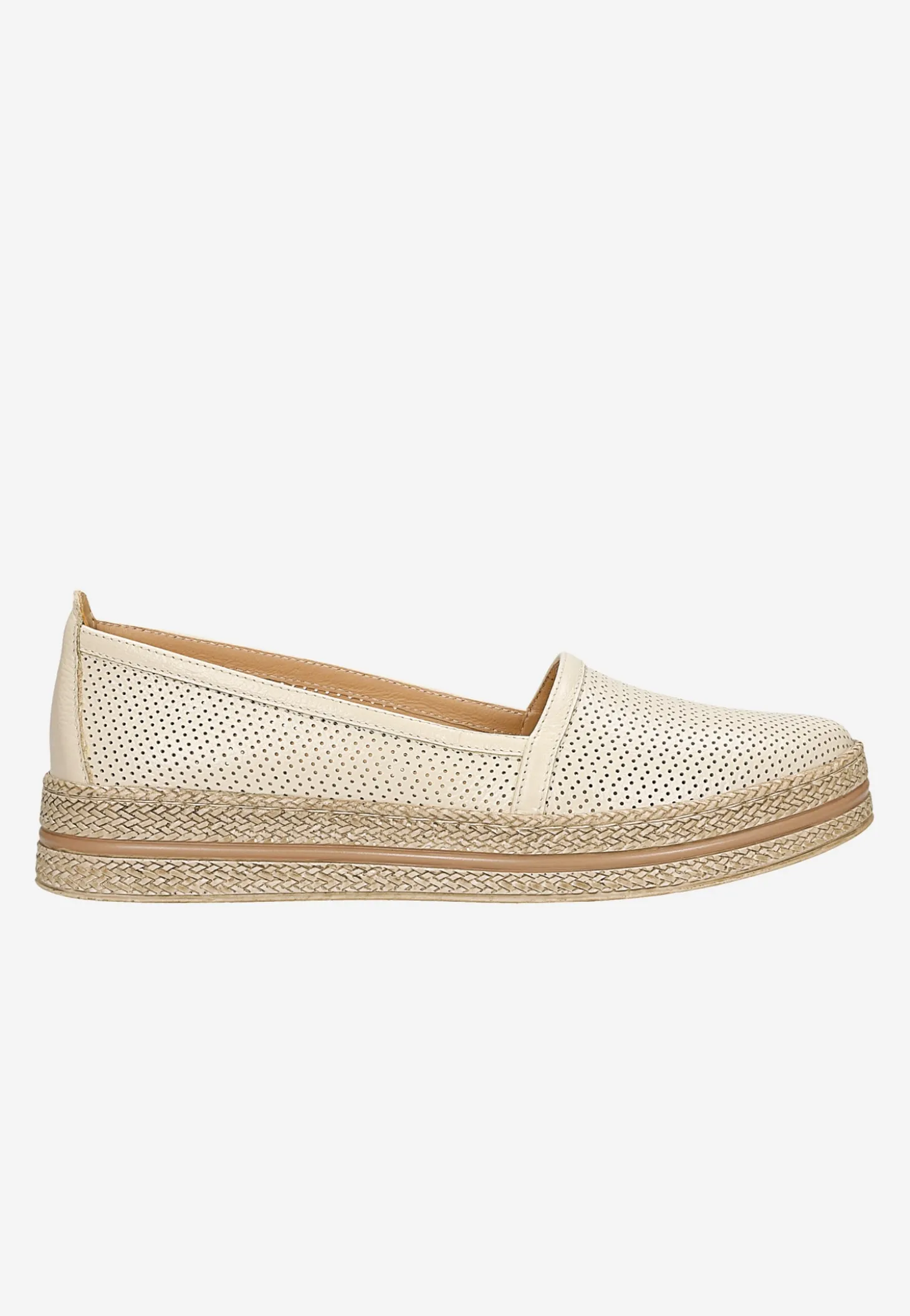 Beżowe ażurowe półbuty w stylu espadryli