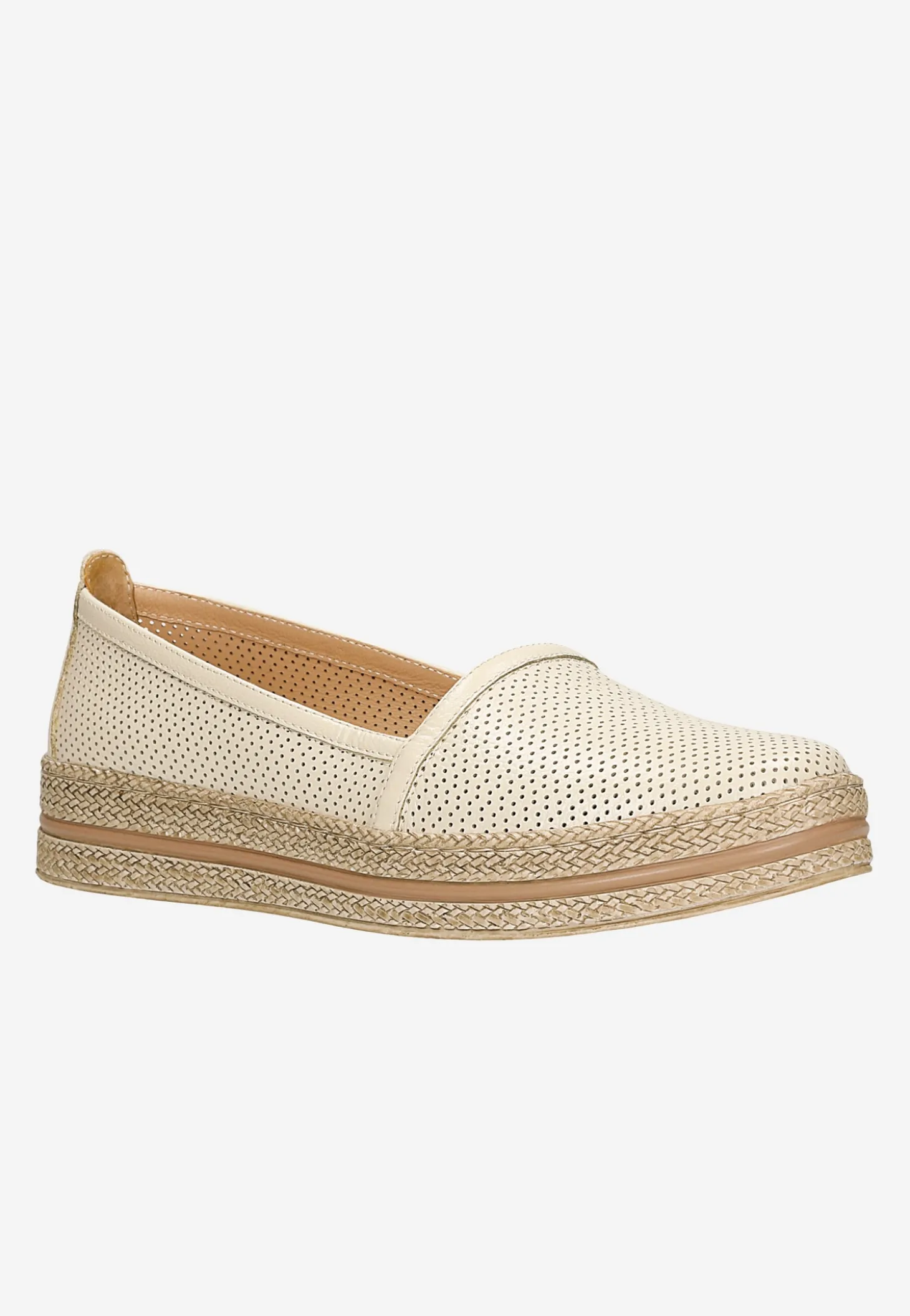 Beżowe ażurowe półbuty w stylu espadryli