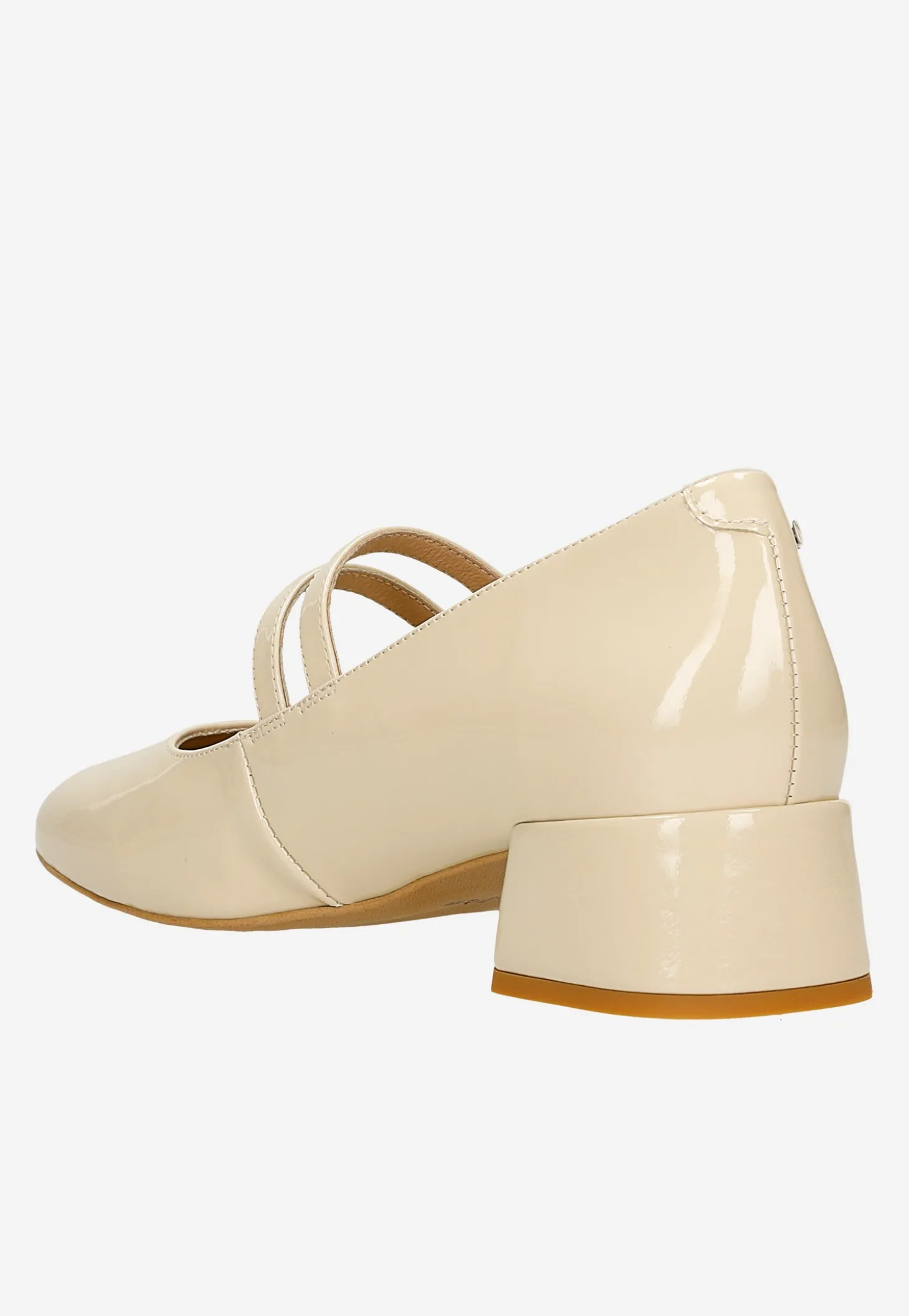 Beżowe buty Mary Jane z lakierowanej skóry