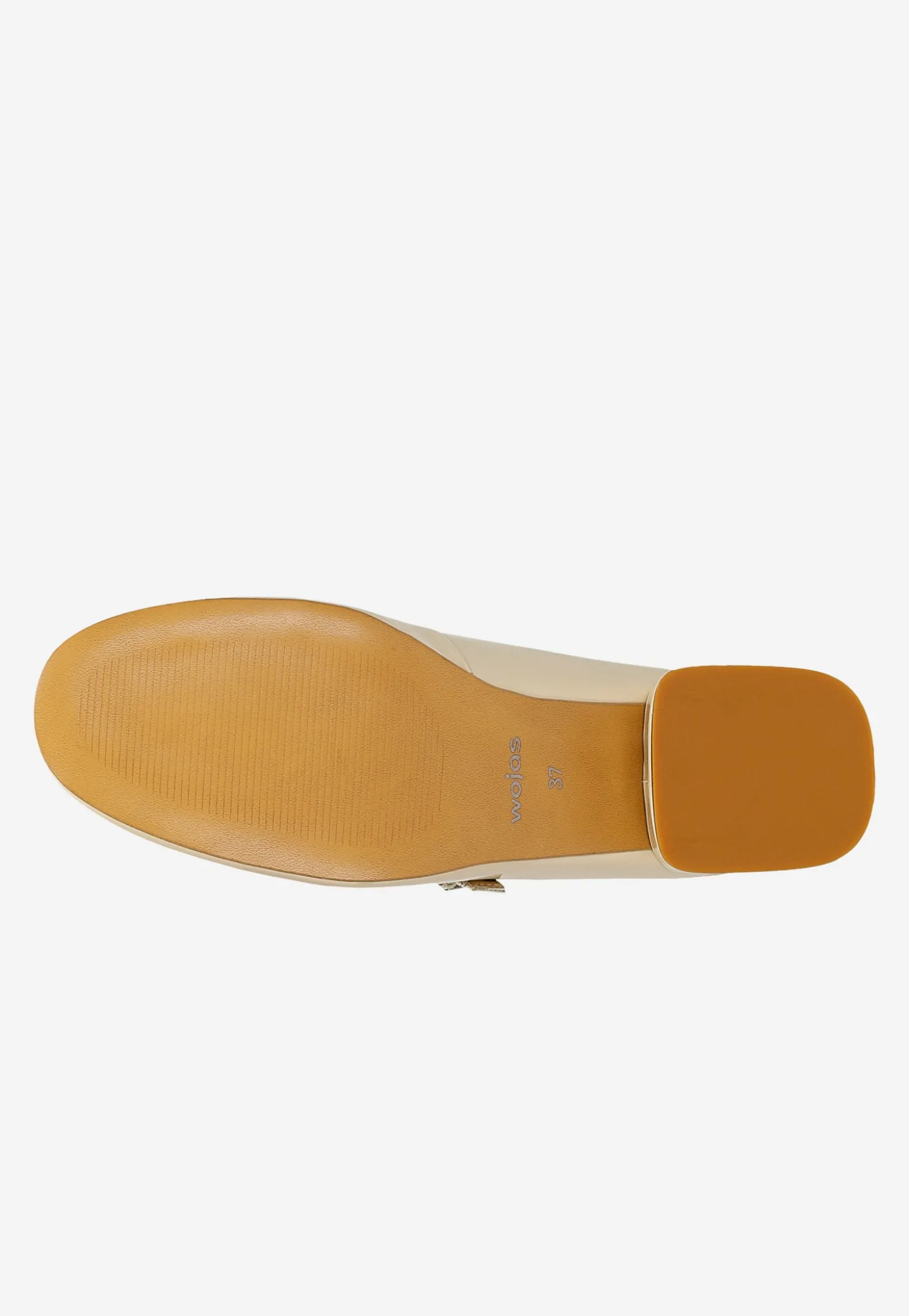 Beżowe buty Mary Jane z lakierowanej skóry