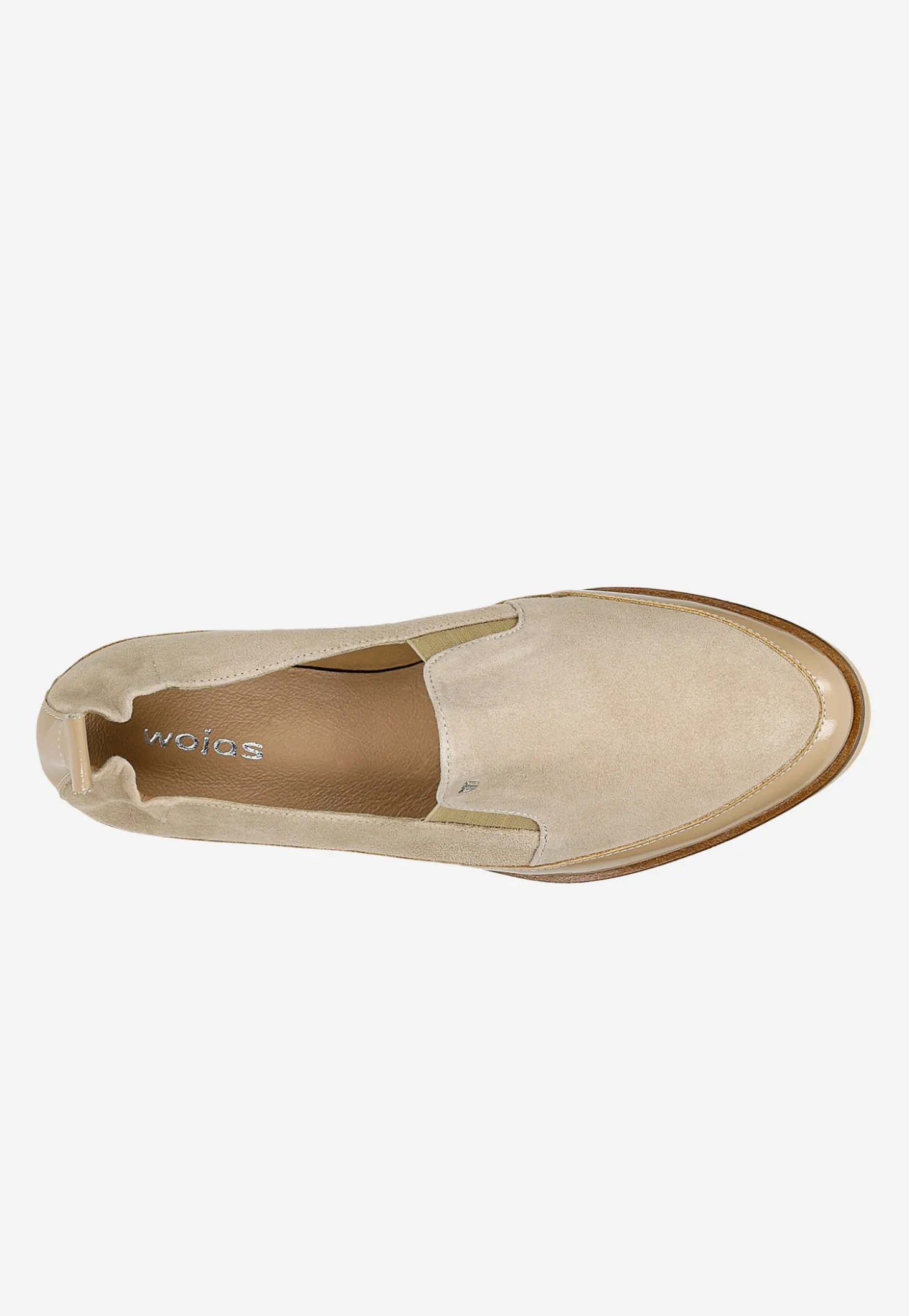 Beżowe loafersy damskie na klinie