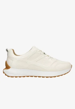 Beżowe sneakersy damskie z ozdobnymi tłoczeniami