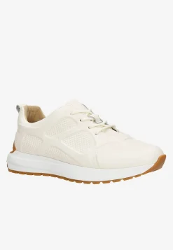 Beżowe sneakersy damskie z ozdobnymi tłoczeniami