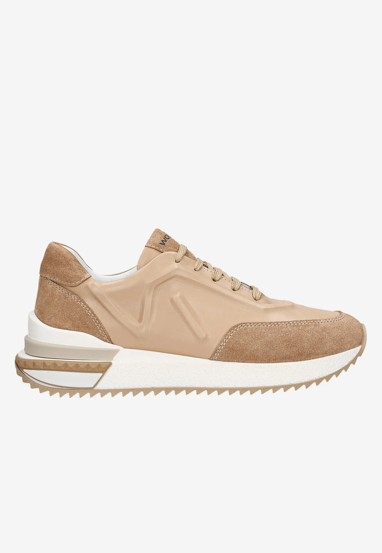 Beżowe sneakersy damskie z łączonych skór