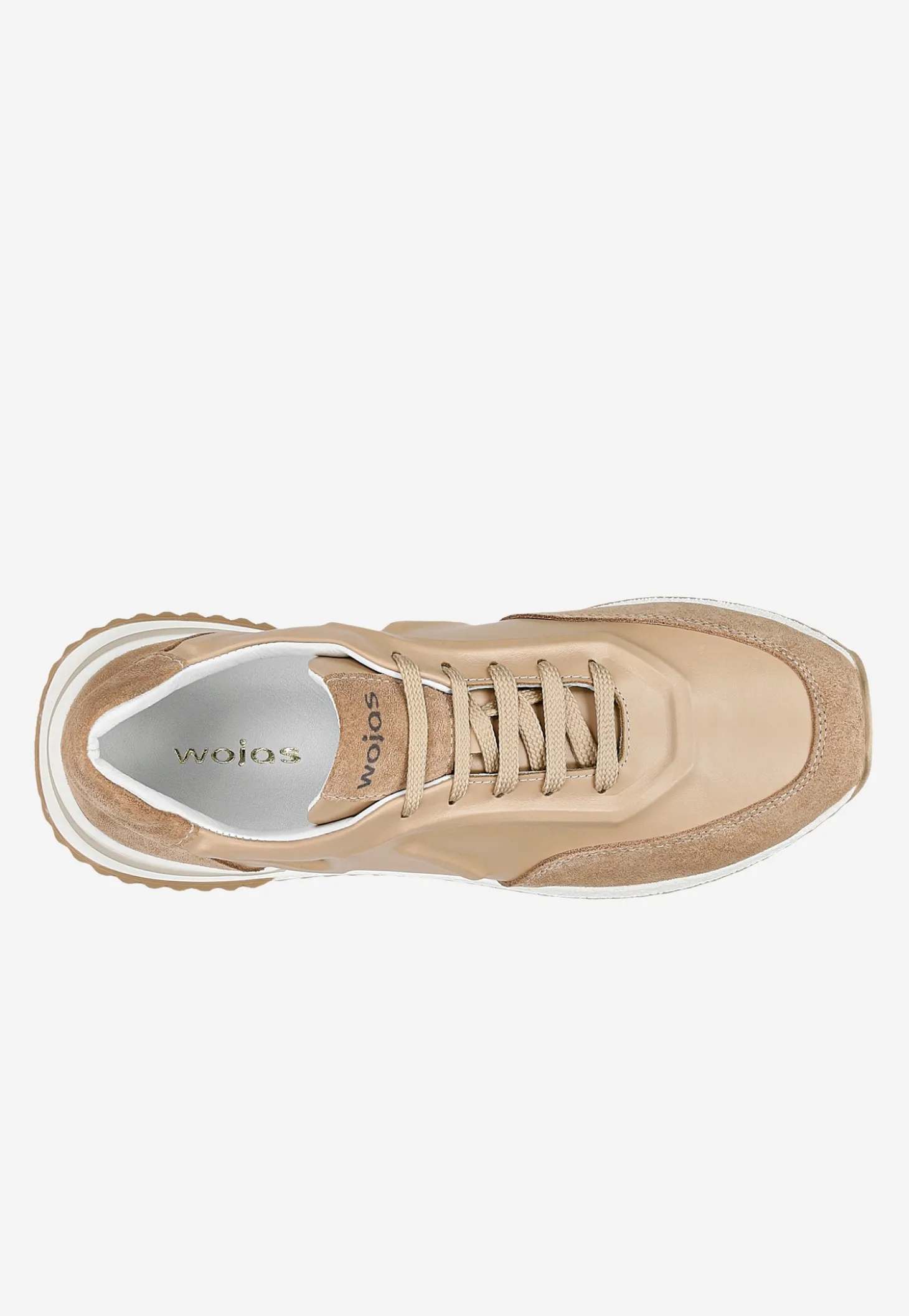 Beżowe sneakersy damskie z łączonych skór