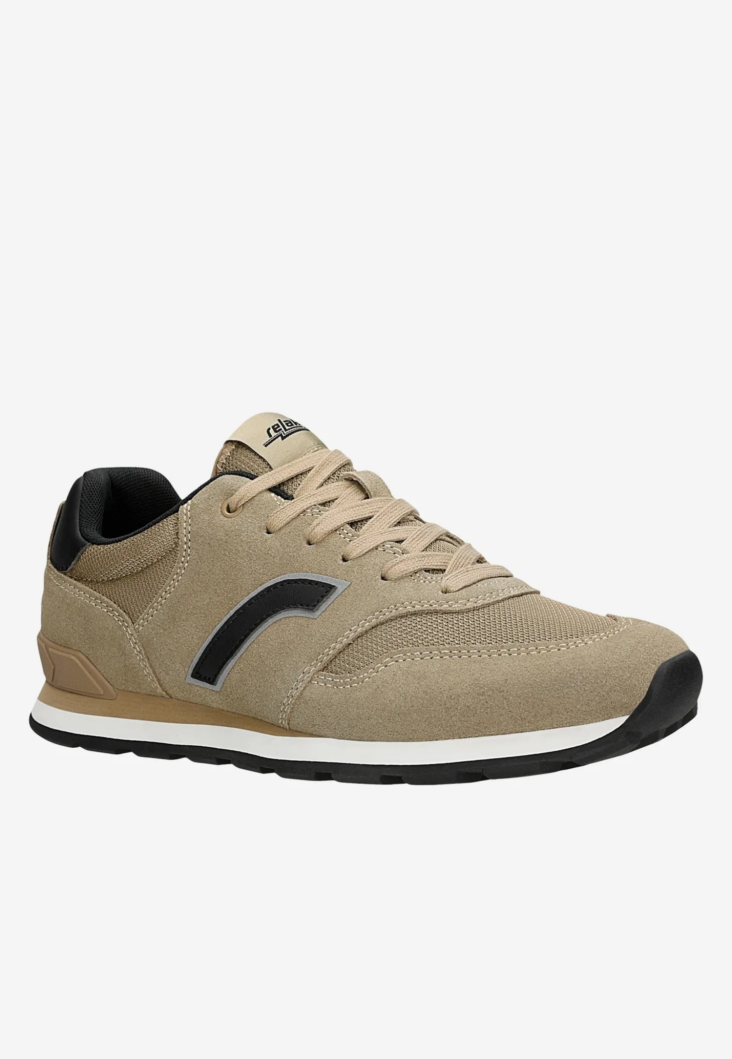Beżowe sneakersy RELAKS z czarnymi elementami