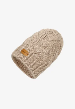 Beżowy zestaw BARTEK z wełną merino 85604-84, czapka + komin