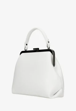 Biała skórzana torebka typu frame bag
