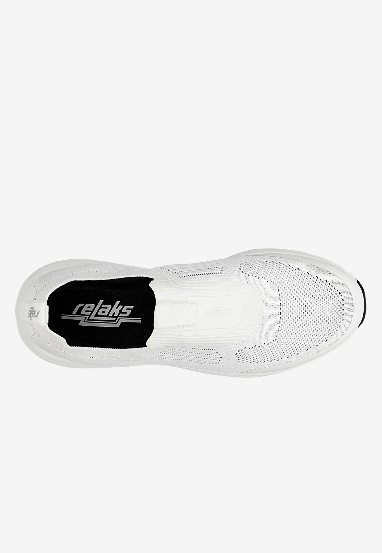 Białe materiałowe wsuwane sneakersy RELAKS z czarnym spodem podeszwy