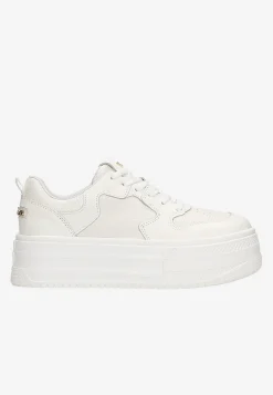 Białe skórzane sneakersy na wysokiej platformie