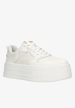 Białe skórzane sneakersy na wysokiej platformie