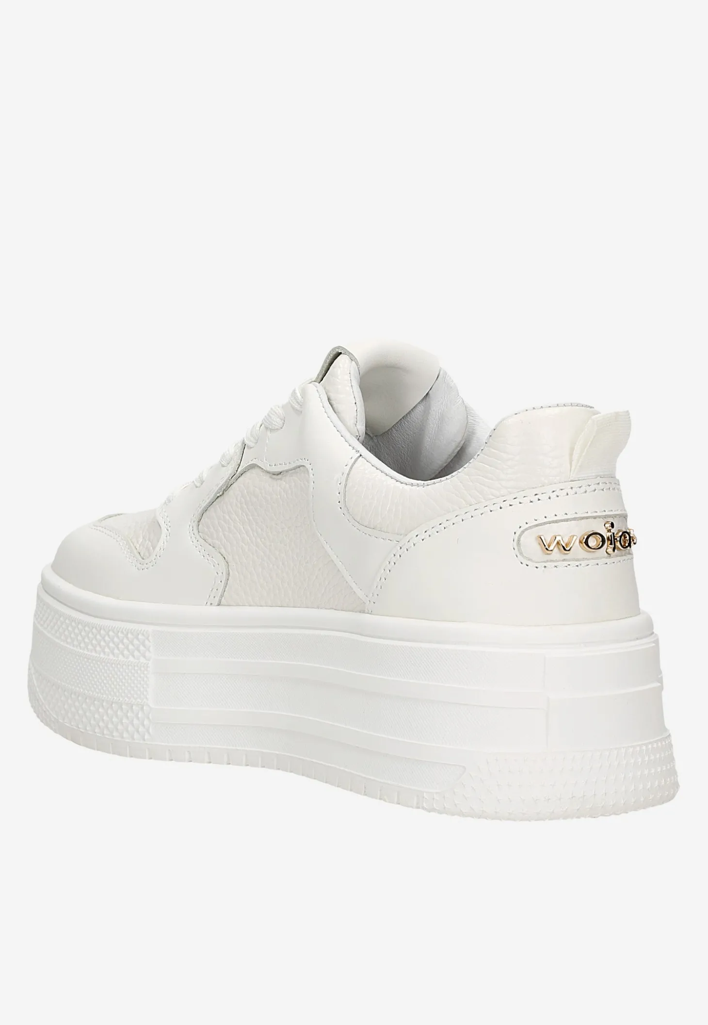 Białe skórzane sneakersy na wysokiej platformie