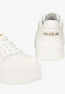 Białe skórzane sneakersy na wysokiej platformie