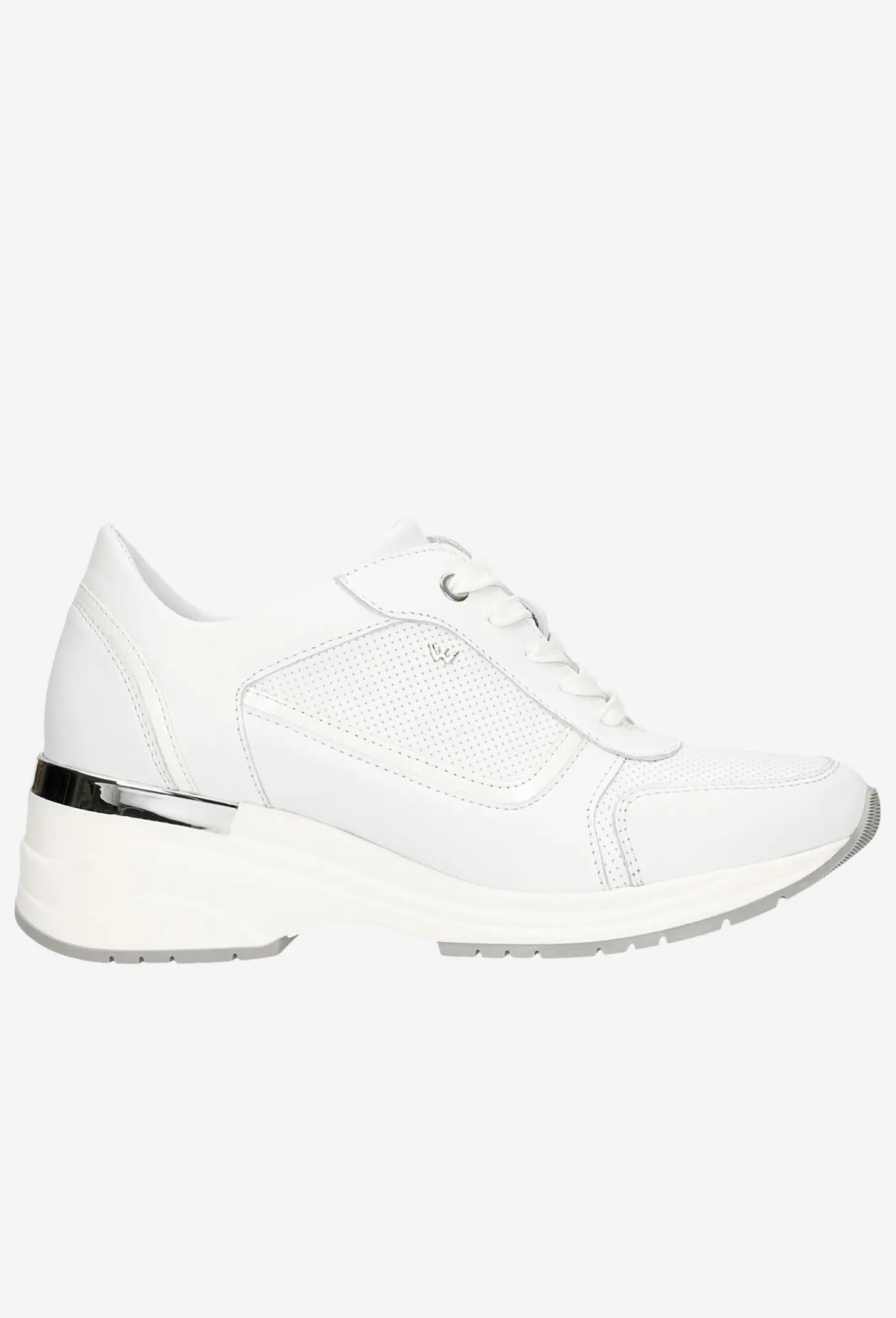Białe sneakersy damskie na podwyższonej podeszwie
