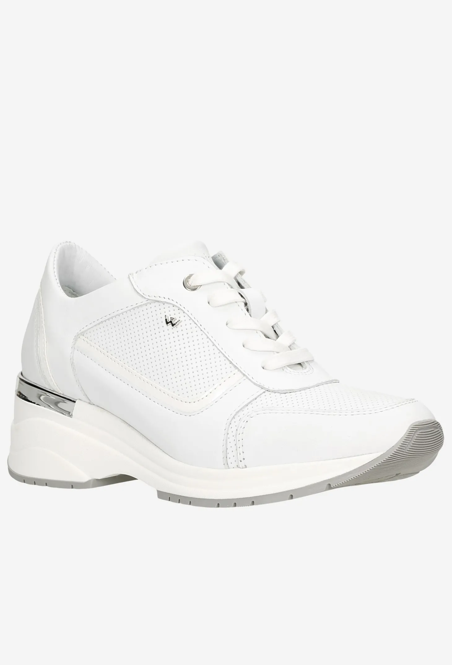 Białe sneakersy damskie na podwyższonej podeszwie