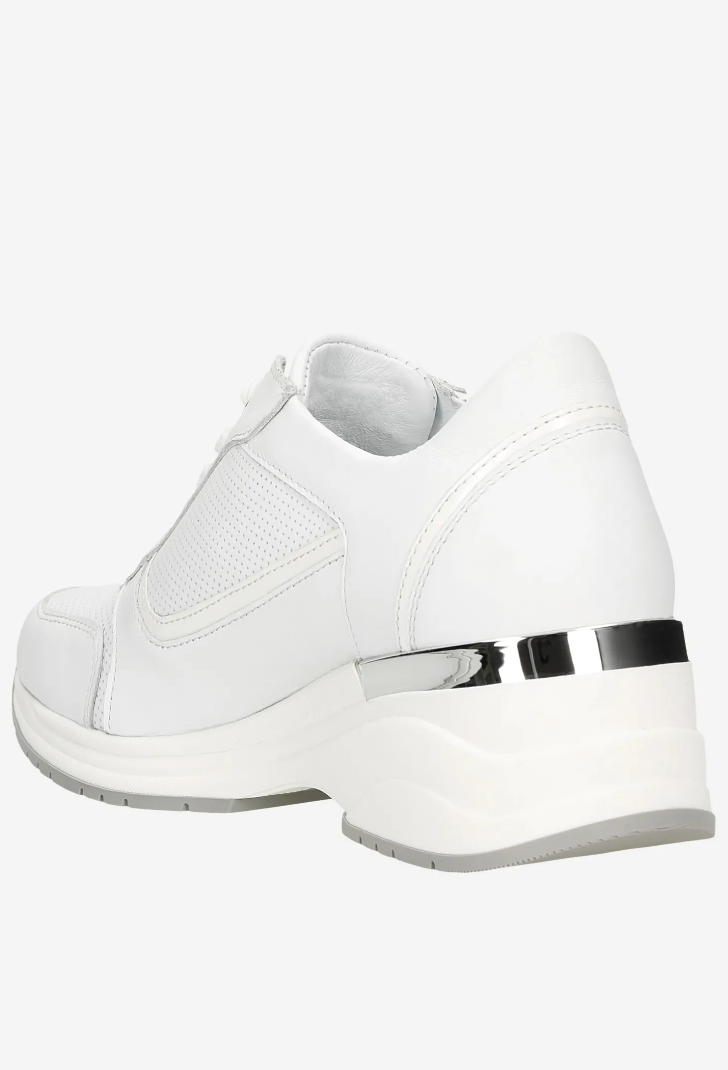 Białe sneakersy damskie na podwyższonej podeszwie