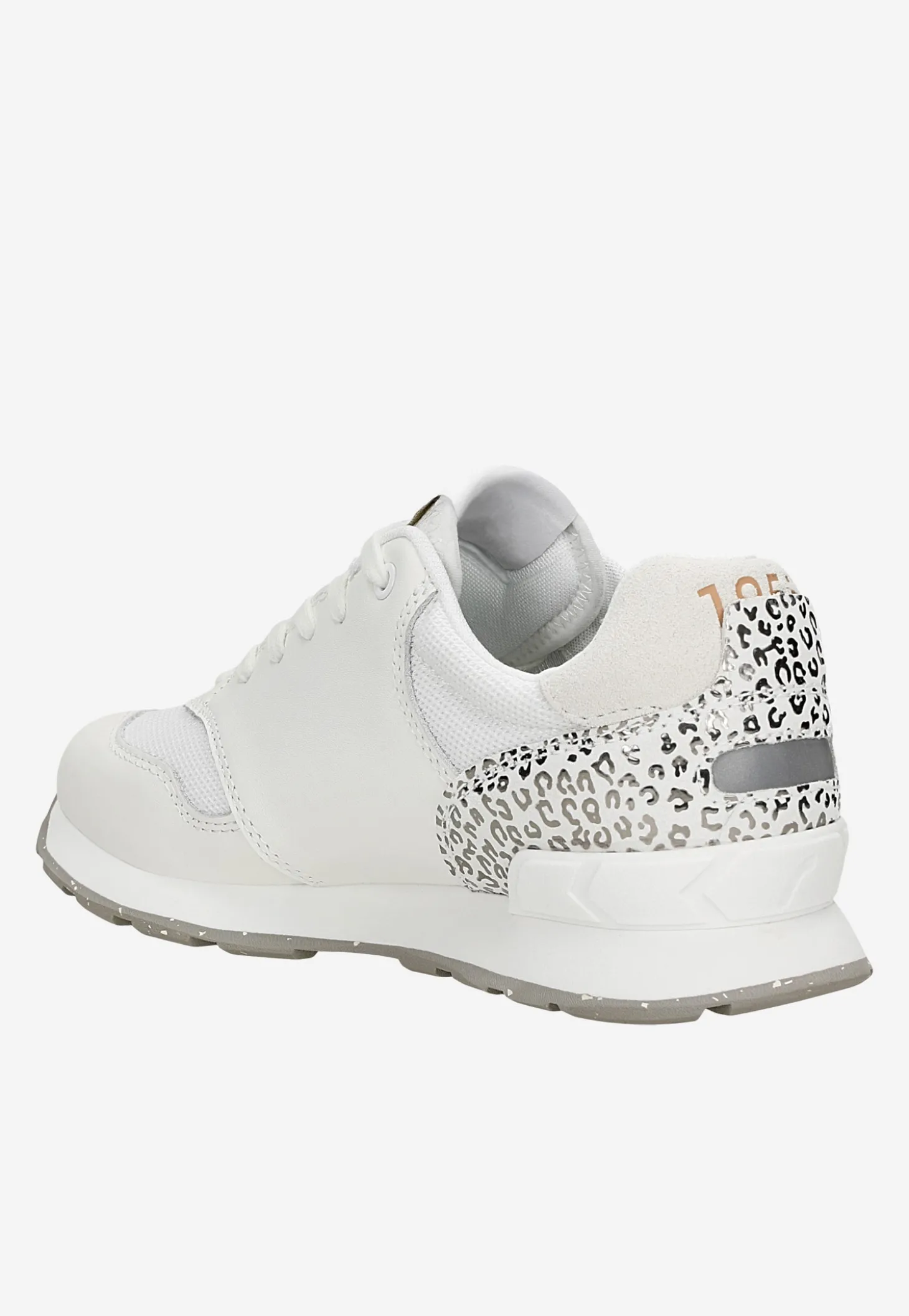 Białe sneakersy damskie RELAKS z aplikacją w srebrną panterkę