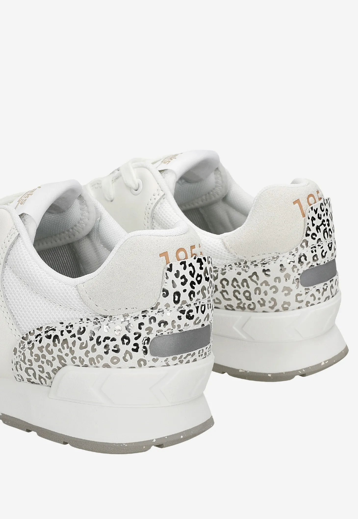 Białe sneakersy damskie RELAKS z aplikacją w srebrną panterkę