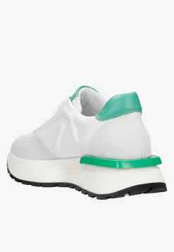 Białe sneakersy damskie z zielonymi akcentami