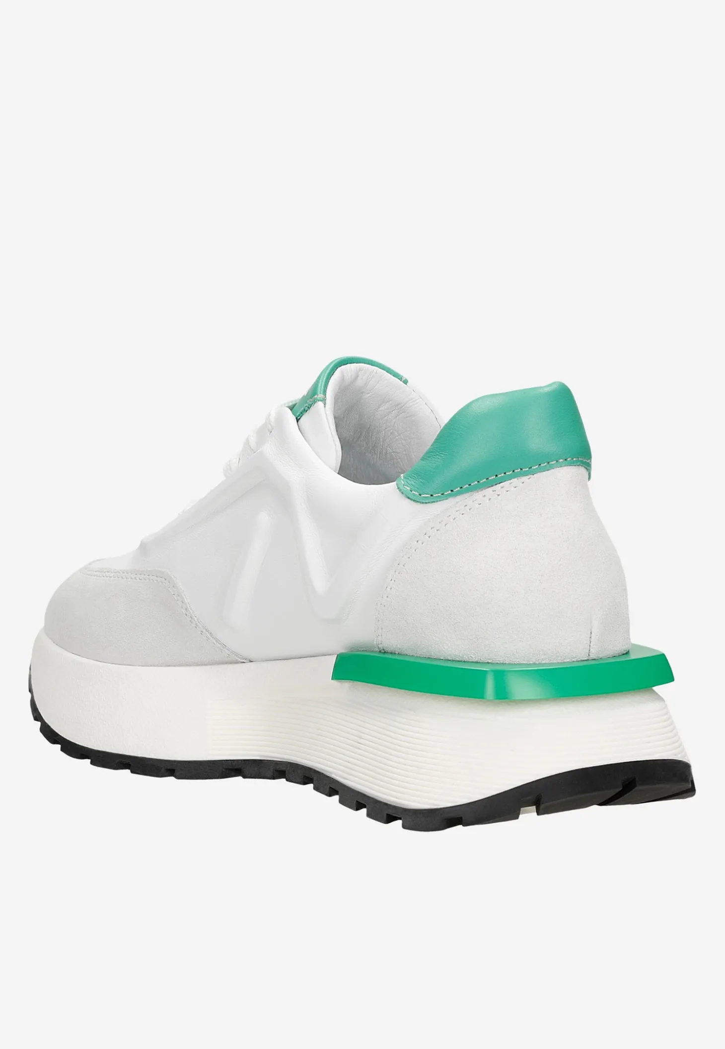 Białe sneakersy damskie z zielonymi akcentami