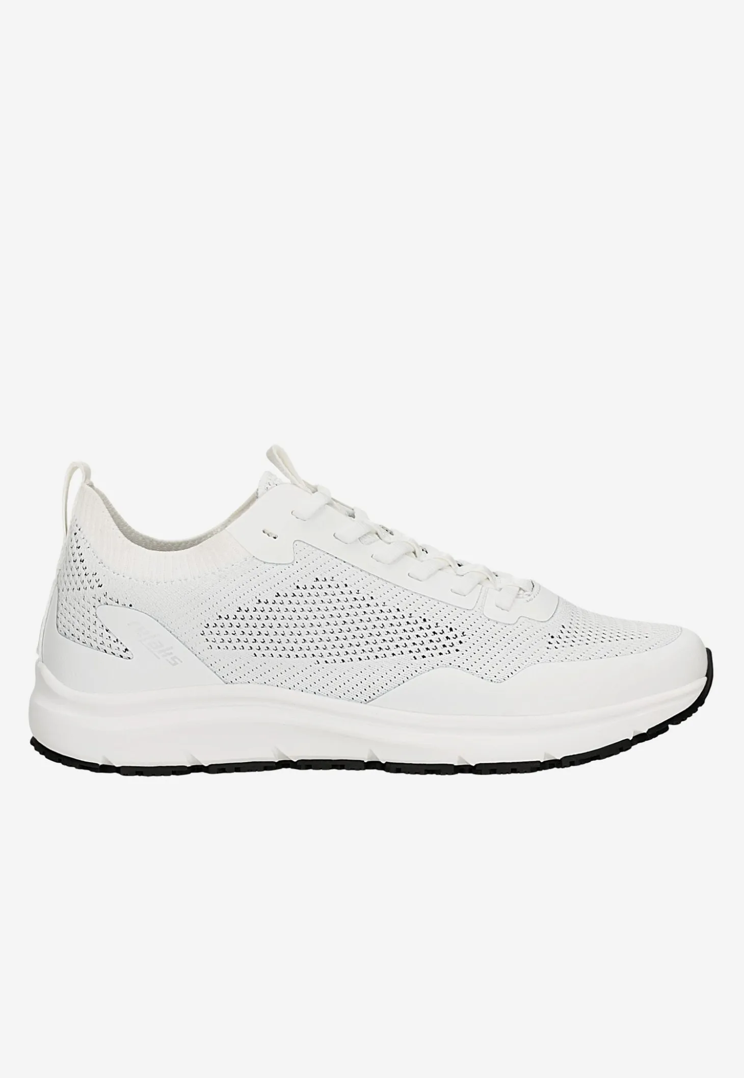 Białe sneakersy RELAKS z odblaskowym logo na pięcie