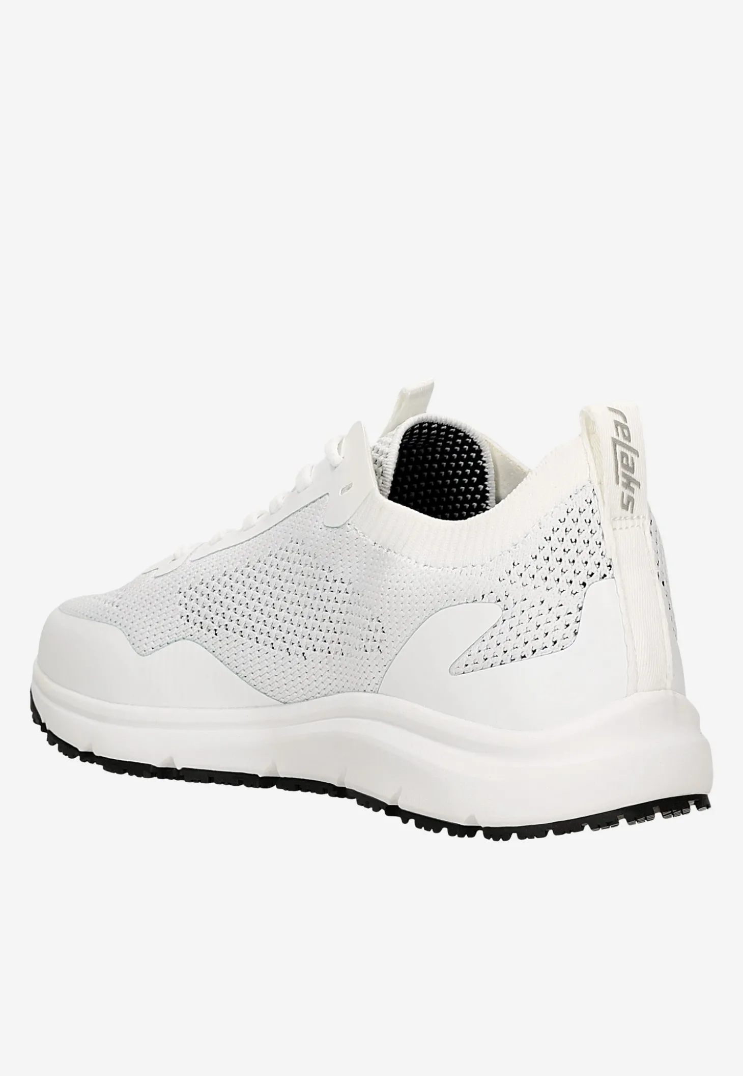 Białe sneakersy RELAKS z odblaskowym logo na pięcie