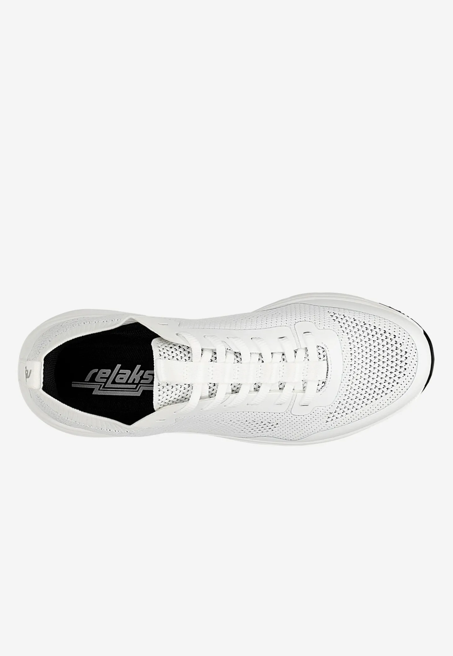 Białe sneakersy RELAKS z odblaskowym logo na pięcie