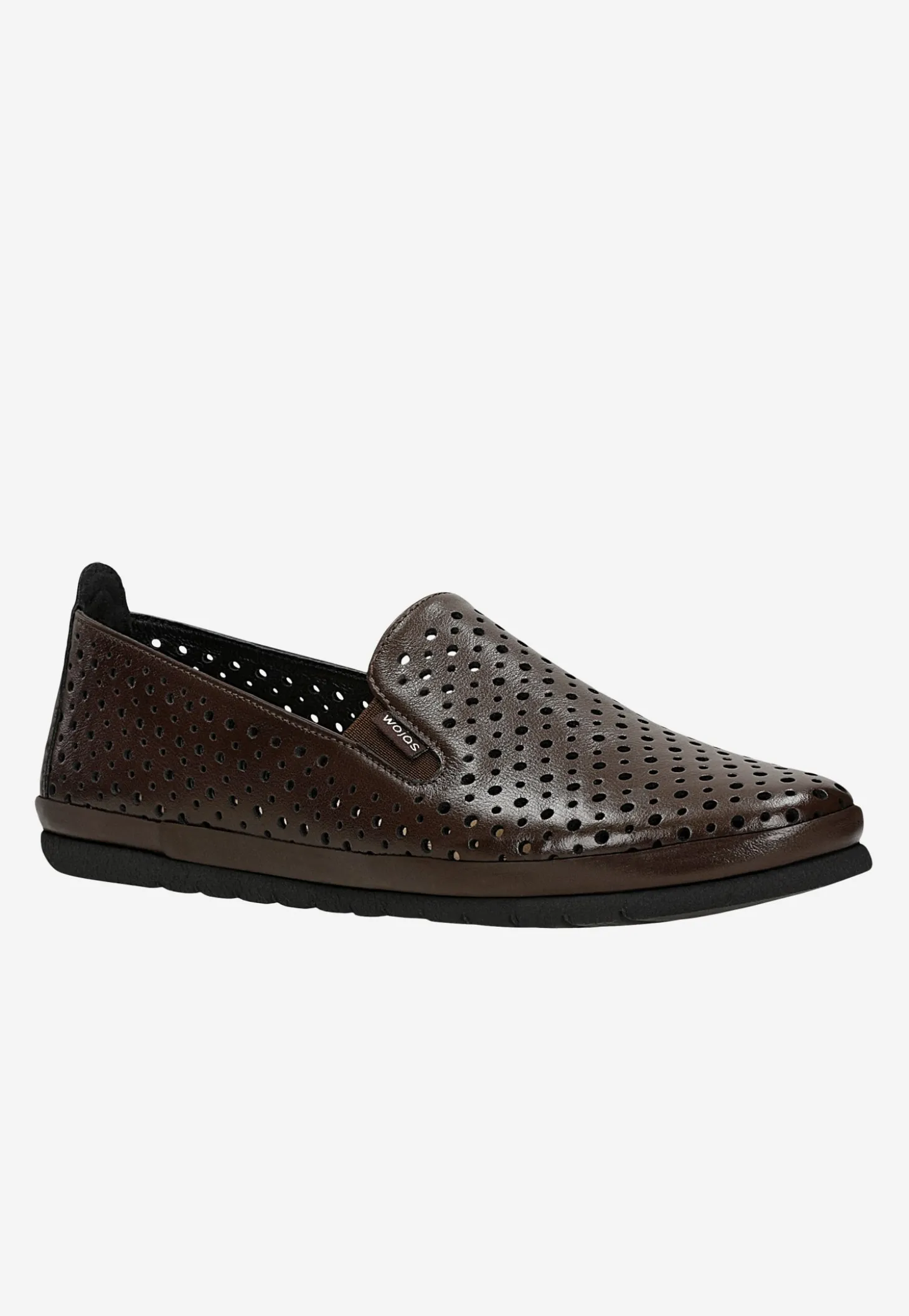 Brązowe loafersy damskie z ażurowanej skóry licowej