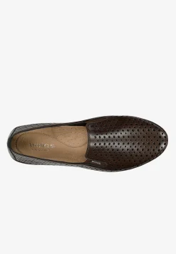 Brązowe loafersy damskie z ażurowanej skóry licowej