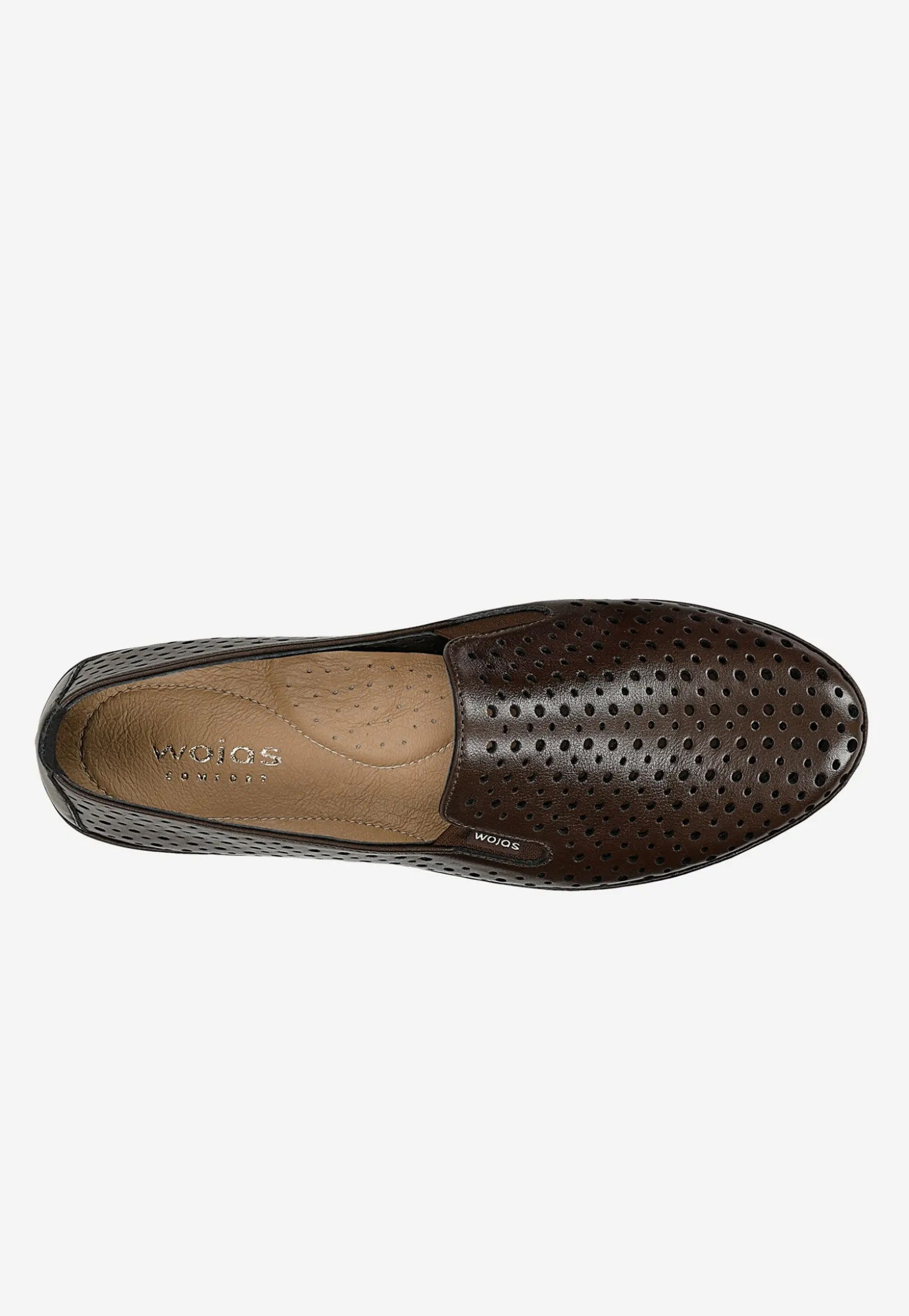 Brązowe loafersy damskie z ażurowanej skóry licowej