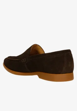 Brązowe loafersy męskie z dwoiny welurowej