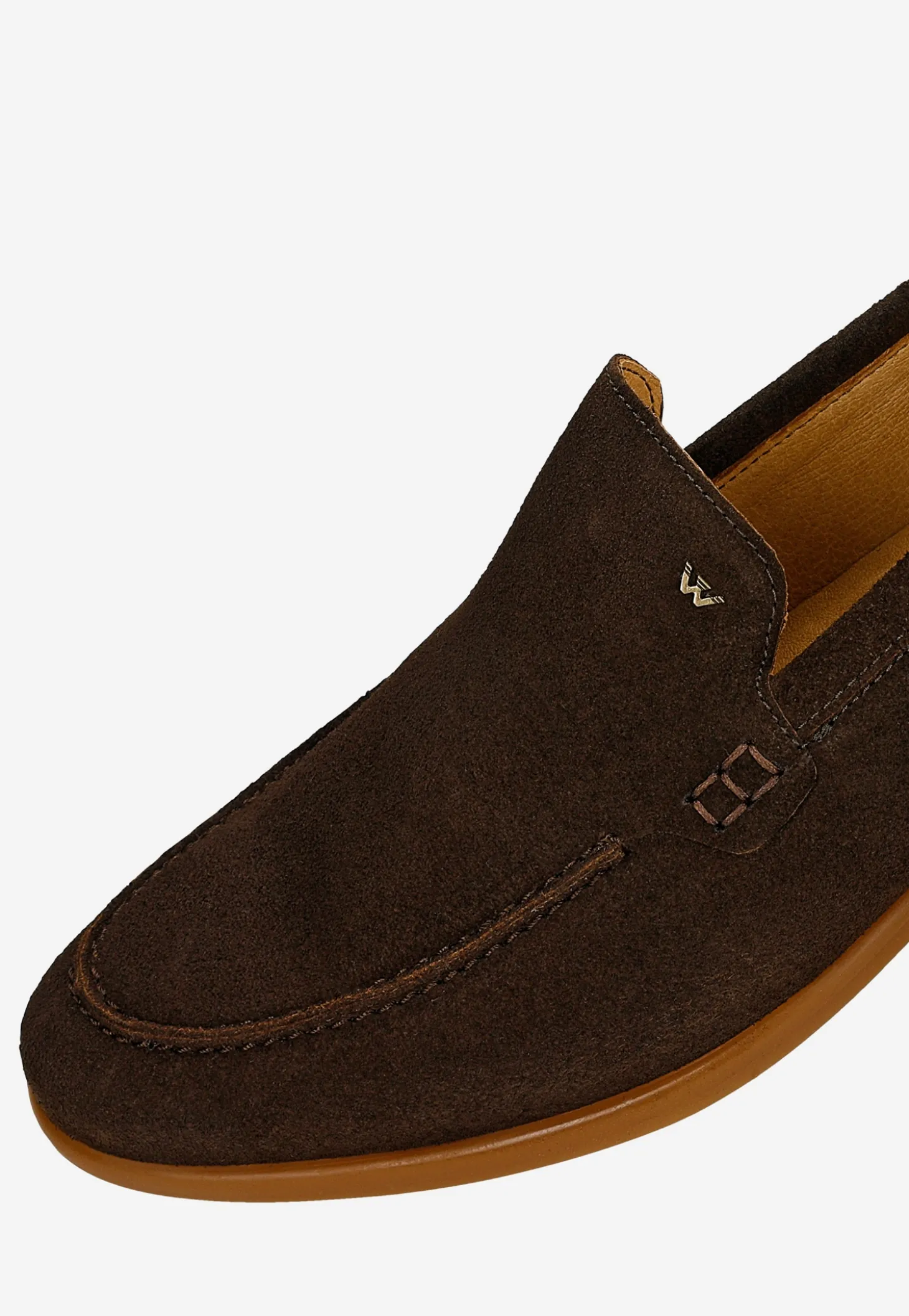 Brązowe loafersy męskie z dwoiny welurowej