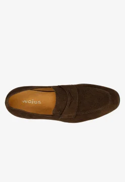 Brązowe loafersy męskie z dwoiny welurowej