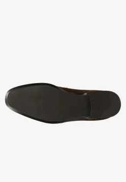 Brązowe loafersy męskie z dwoiny welurowej