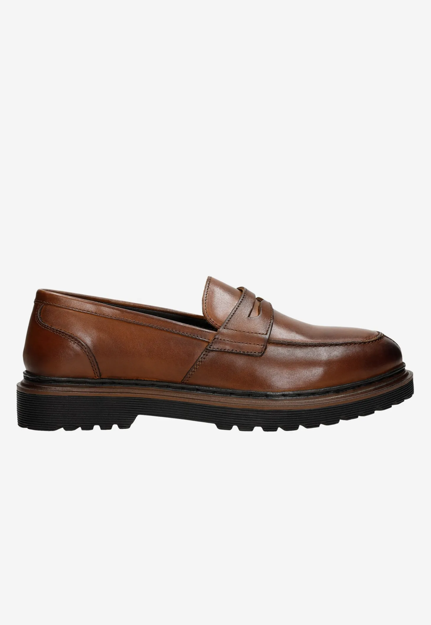 Brązowe skórzane mokasyny męskie penny loafers