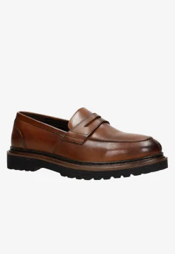 Brązowe skórzane mokasyny męskie penny loafers