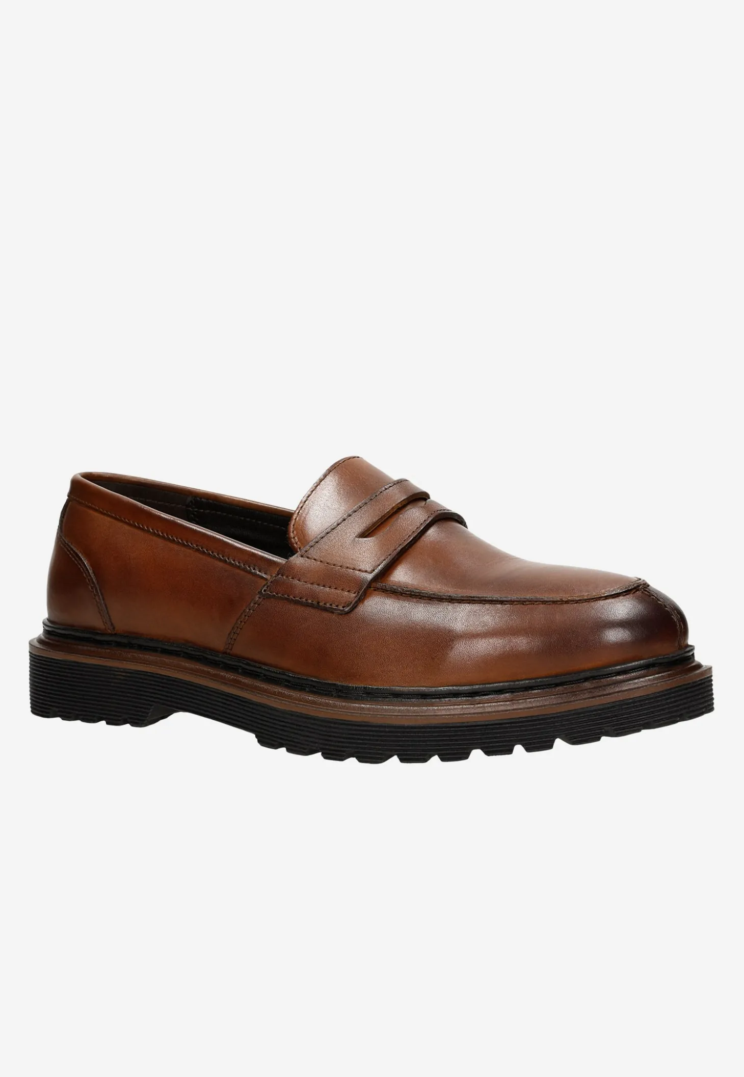 Brązowe skórzane mokasyny męskie penny loafers