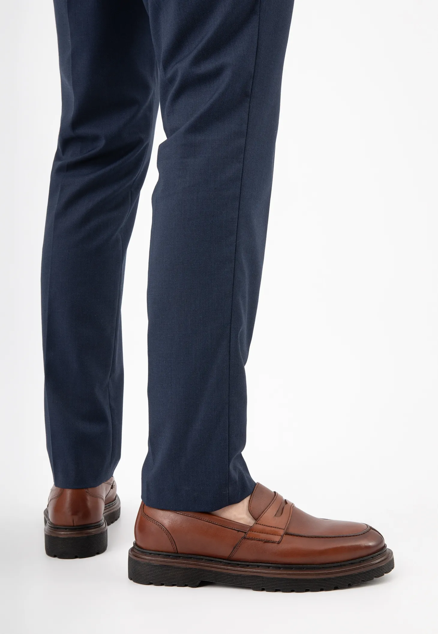 Brązowe skórzane mokasyny męskie penny loafers