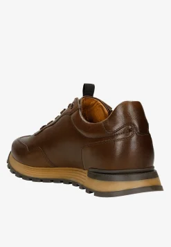 Brązowe sneakersy męskie ze skóry licowej