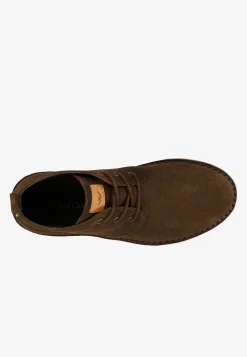 Brązowe trzewiki męskie typu desert boots z dwoiny welurowej