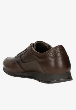 Ciemnobrązowe sneakersy męskie ze skóry licowej