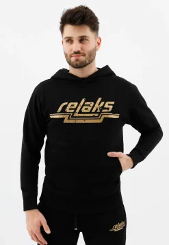 Czarna bluza męska RELAKS z kapturem